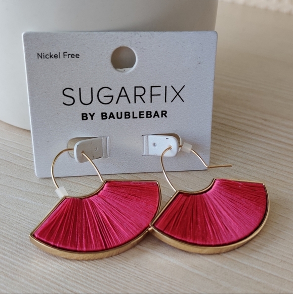 💰Sugarfix by Baublebar, Hot Pink Fan-Shaped Earrings - Picture 2 of 6